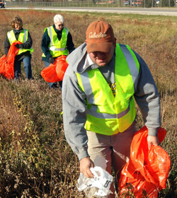 Roadside litter collection volunteers