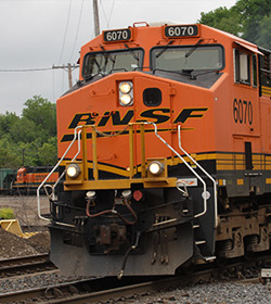 Freight train traveling through Iowa