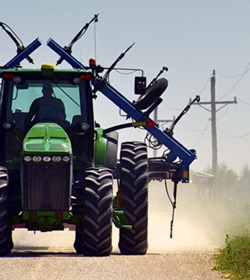 Iowa farmer on tractor