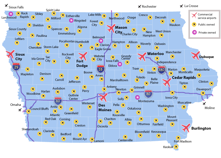 Aviation Iowa map