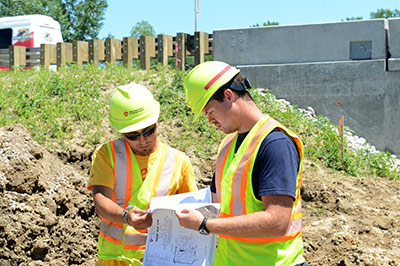 Students working in field