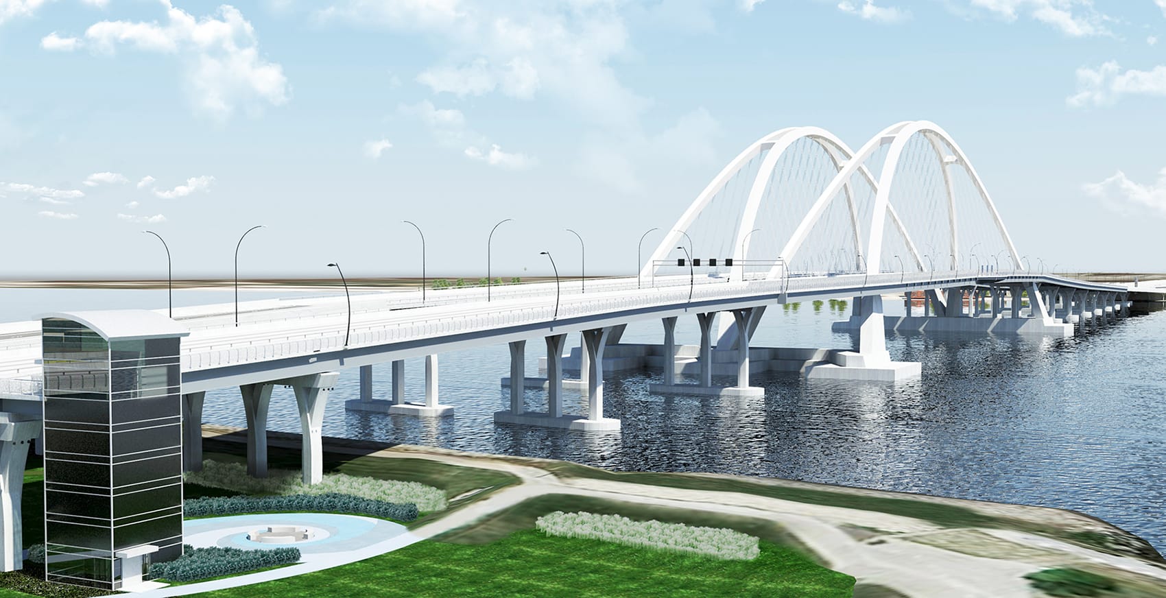 Illustration of new I-74 river bridge