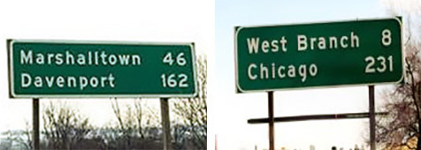 Examples of distance signs
