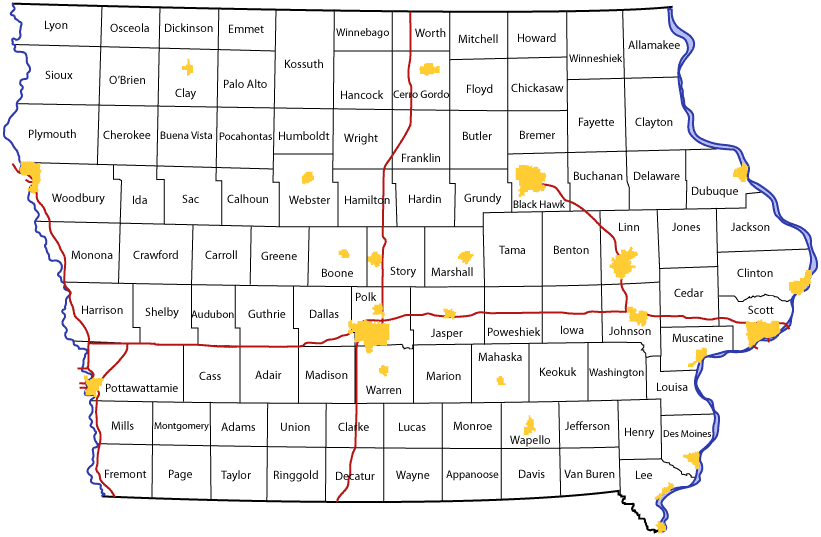 state map with links to county maps