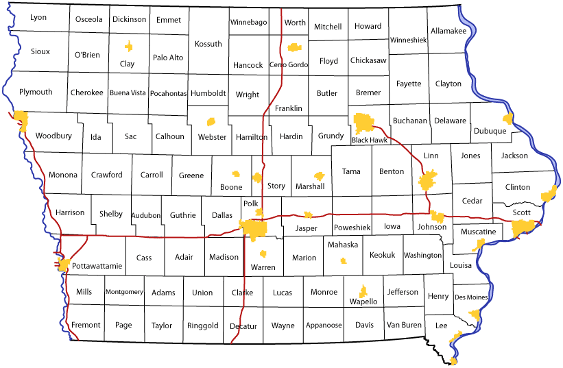 iowa map with cities and counties Maps Digital Maps City And County Maps iowa map with cities and counties