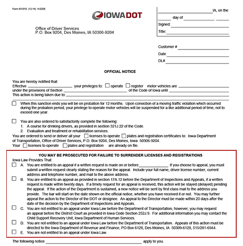 sample number license driver's Suspended DOT: Iowa Iowa License Driver's Official