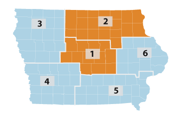 Map of district 1 and district 2