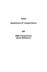 IRP WEB Transactions Quick Reference