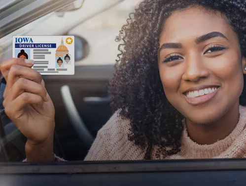 Woman with an Iowa driver license