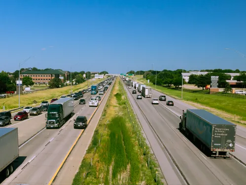 Four lane highway with traffic