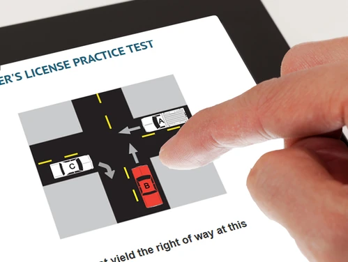 Taking practice test on tablet