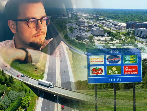 Logo signs on Iowa interstate