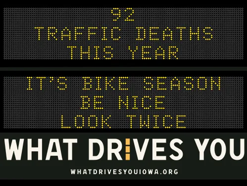 Roadside Chat text image of message 92 traffic deaths this year. Drive like mom - eyes in the back of your head."