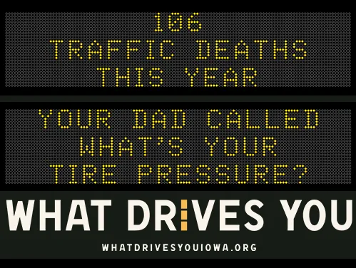Roadside Chat text image of message "106 traffic deaths this year."              Drive like mom - eyes in the back of your head."