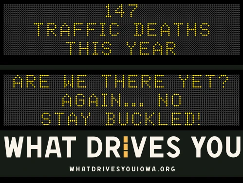 Roadside Chat text image of message 147 traffic deaths this year. Drive like mom - eyes in the back of your head."