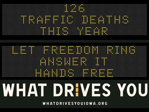 Roadside Chat text image of message 126 traffic deaths this year. Drive like mom - eyes in the back of your head."