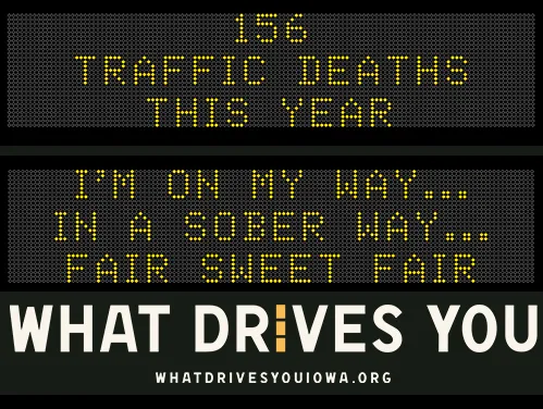 Roadside Chat text image of message 156 traffic deaths this year. Drive like mom - eyes in the back of your head."
