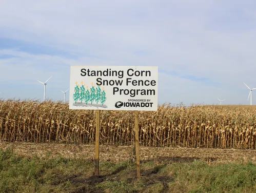 Standing Corn Fence Program Highway Sign