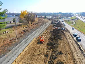 New Retaining Wall near NB on ramp at Hickman