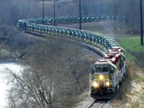 Train going through Iowa