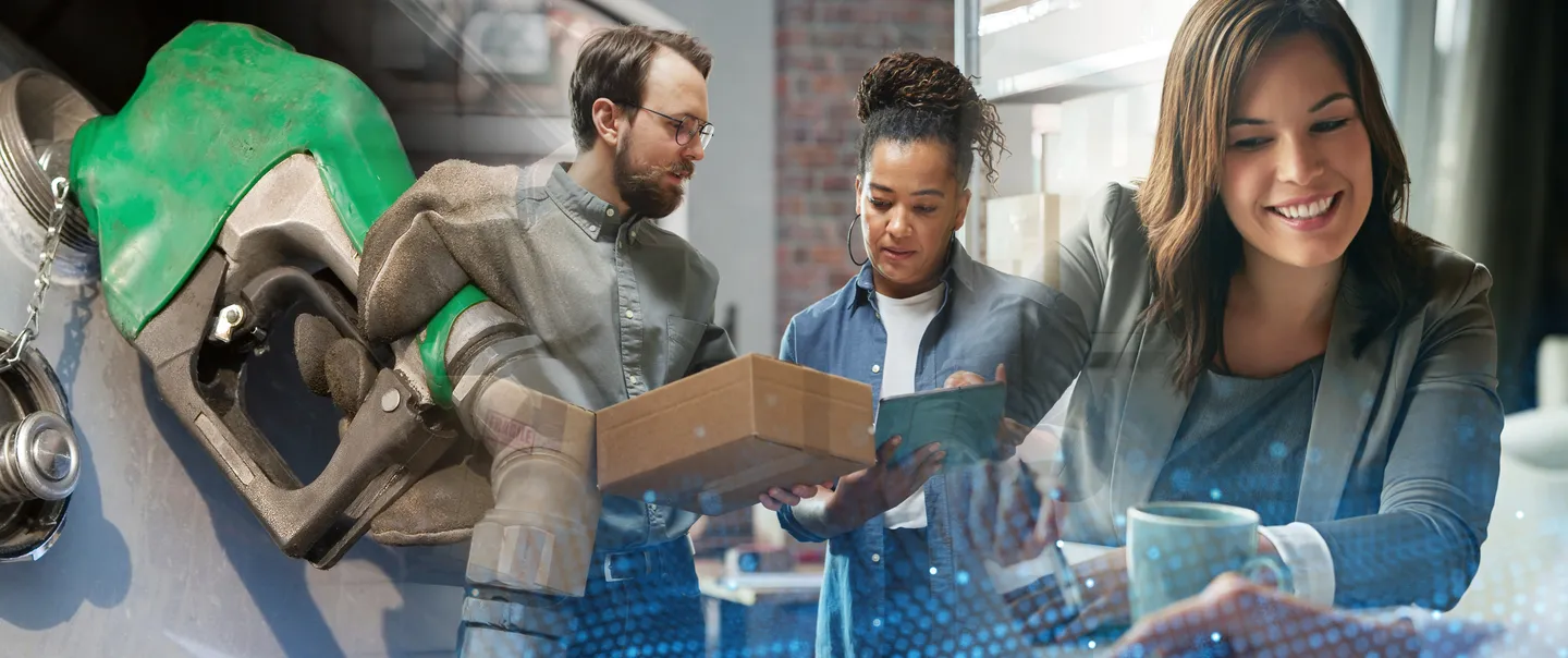 Gas pump and people working together