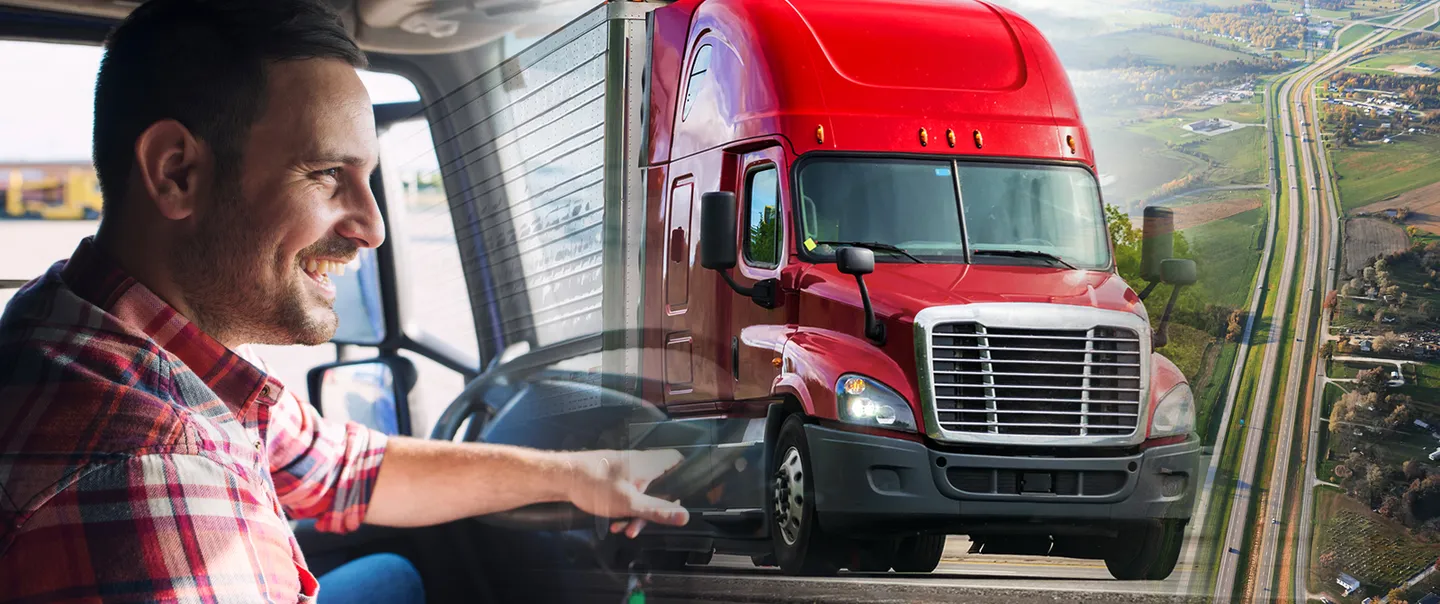 Man driving semi truck 