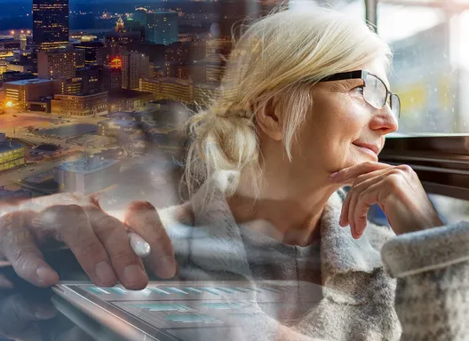 Disabled woman riding transit