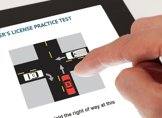 Taking practice test on tablet