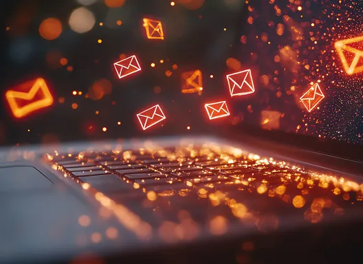 laptop with email icons - subscribe