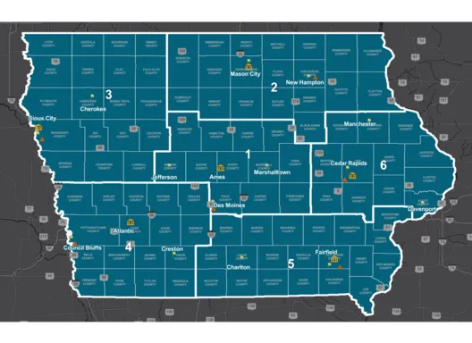 Iowa DOT Interactive District Contacts Map