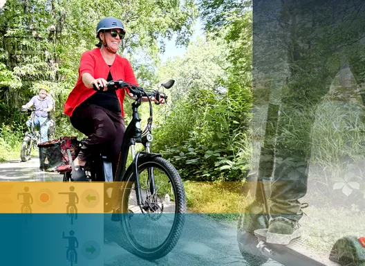 Riding E-bike through trail