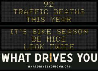 Roadside Chat text image of message 92 traffic deaths this year. Drive like mom - eyes in the back of your head."
