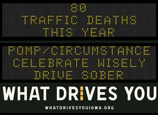 Roadside Chat text image of message "80 traffic deaths this year."              Drive like mom - eyes in the back of your head."