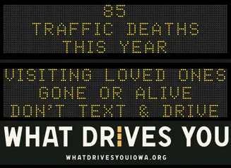 Roadside Chat text image of message 85 traffic deaths this year. Drive like mom - eyes in the back of your head."