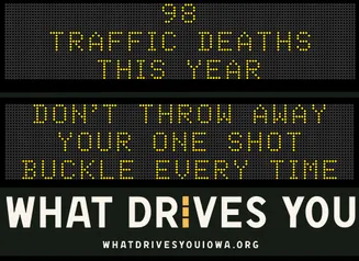 Roadside Chat text image of message "98 traffic deaths this year. Drive like mom - eyes in the back of your head."