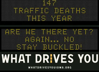Roadside Chat text image of message 147 traffic deaths this year. Drive like mom - eyes in the back of your head."