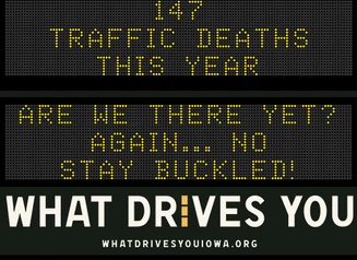 Roadside Chat text image of message 147 traffic deaths this year. Drive like mom - eyes in the back of your head."