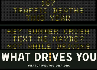 Roadside Chat text image of message 167 traffic deaths this year. Drive like mom - eyes in the back of your head."