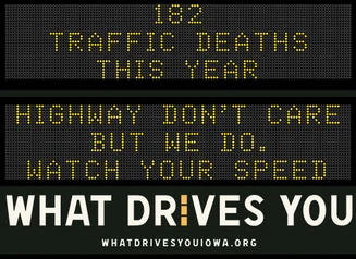 Roadside Chat text image of message 182 traffic deaths this year. Drive like mom - eyes in the back of your head."