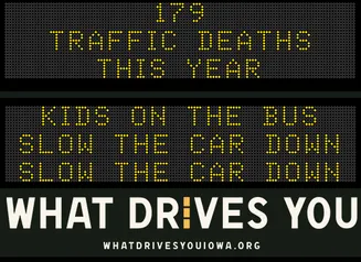 Roadside Chat text image of message 179 traffic deaths this year. Drive like mom - eyes in the back of your head."