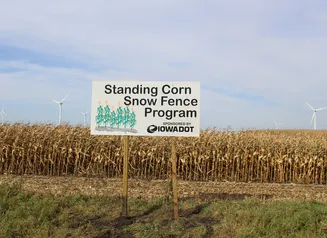 Standing Corn Fence Program Highway Sign