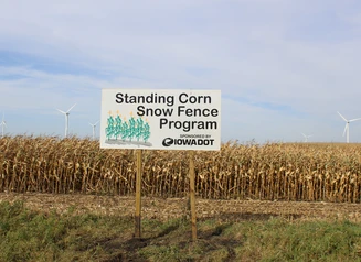 Standing Corn Fence Program Highway Sign