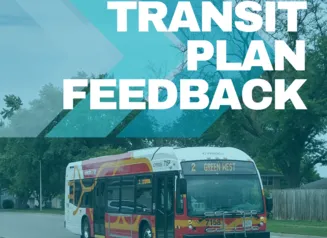 Transit Plan Feedback graphic of bus and title