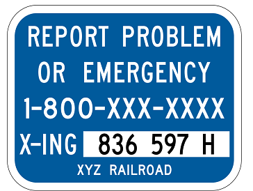 Report Emergency Rail Sign