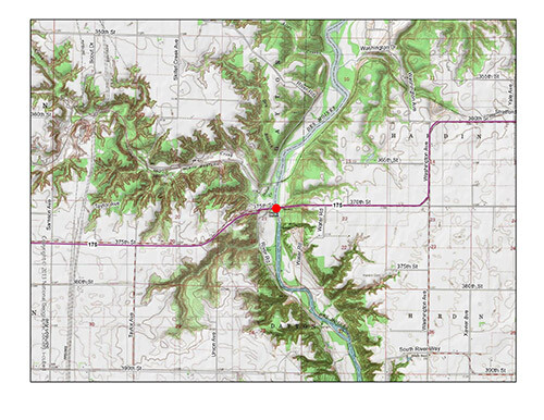 Map of where IA 75 bridge is located