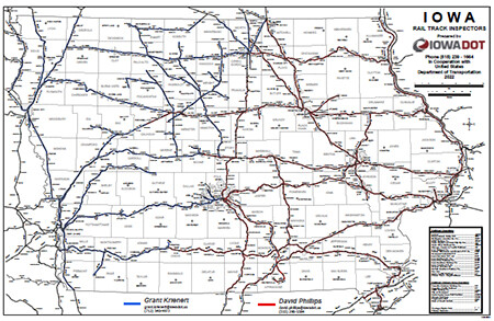 Iowa Map of Rail Track Inspector locations
