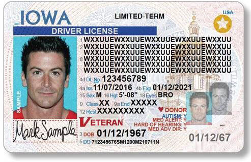 Driver's license with Veteran's designation