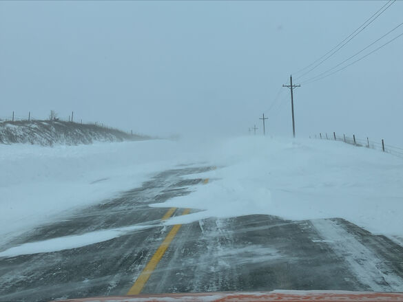 Snowy Iowa highway