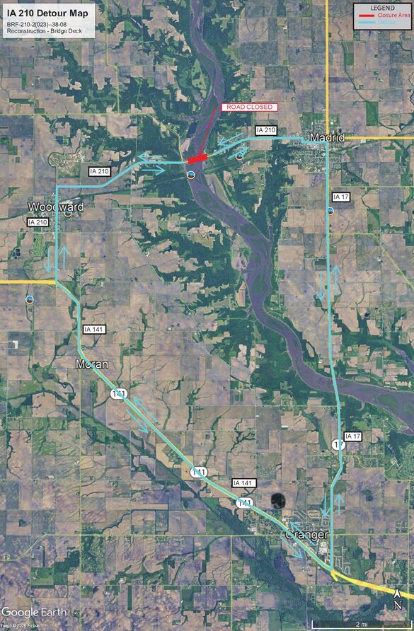 Closure of the Iowa 210 bridge Over the Des Moines River Between ...