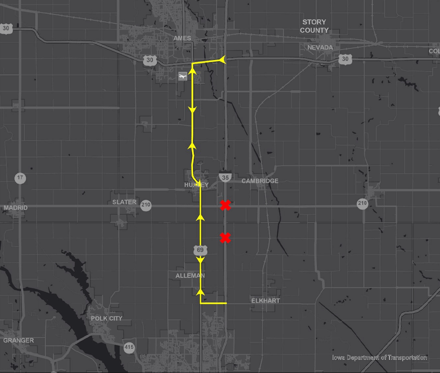Ankeny Huxley detours